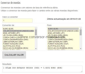 Calculadora Conversor Moeda 2016